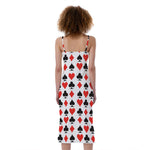 Playing Card Symbols Pattern Print Slim Fit Midi Cami Dress