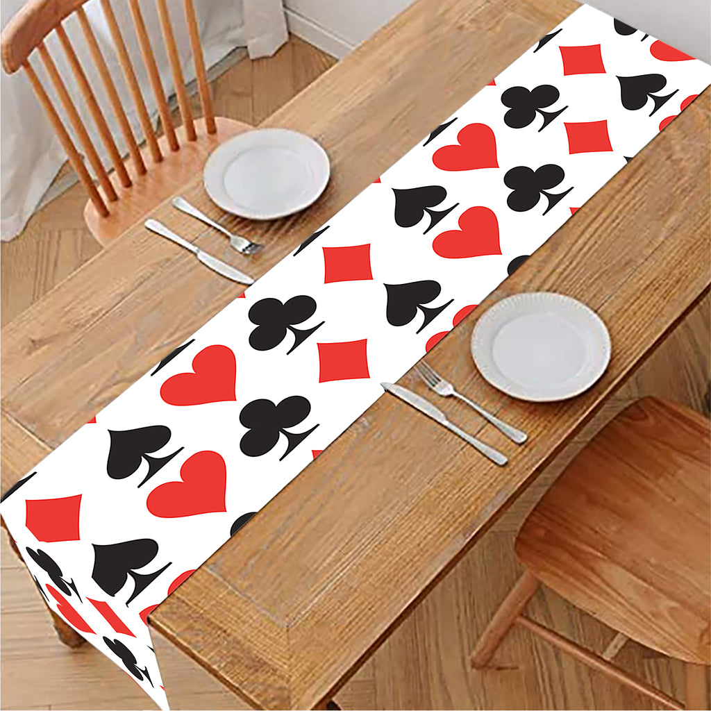 Playing Card Symbols Pattern Print Table Runner