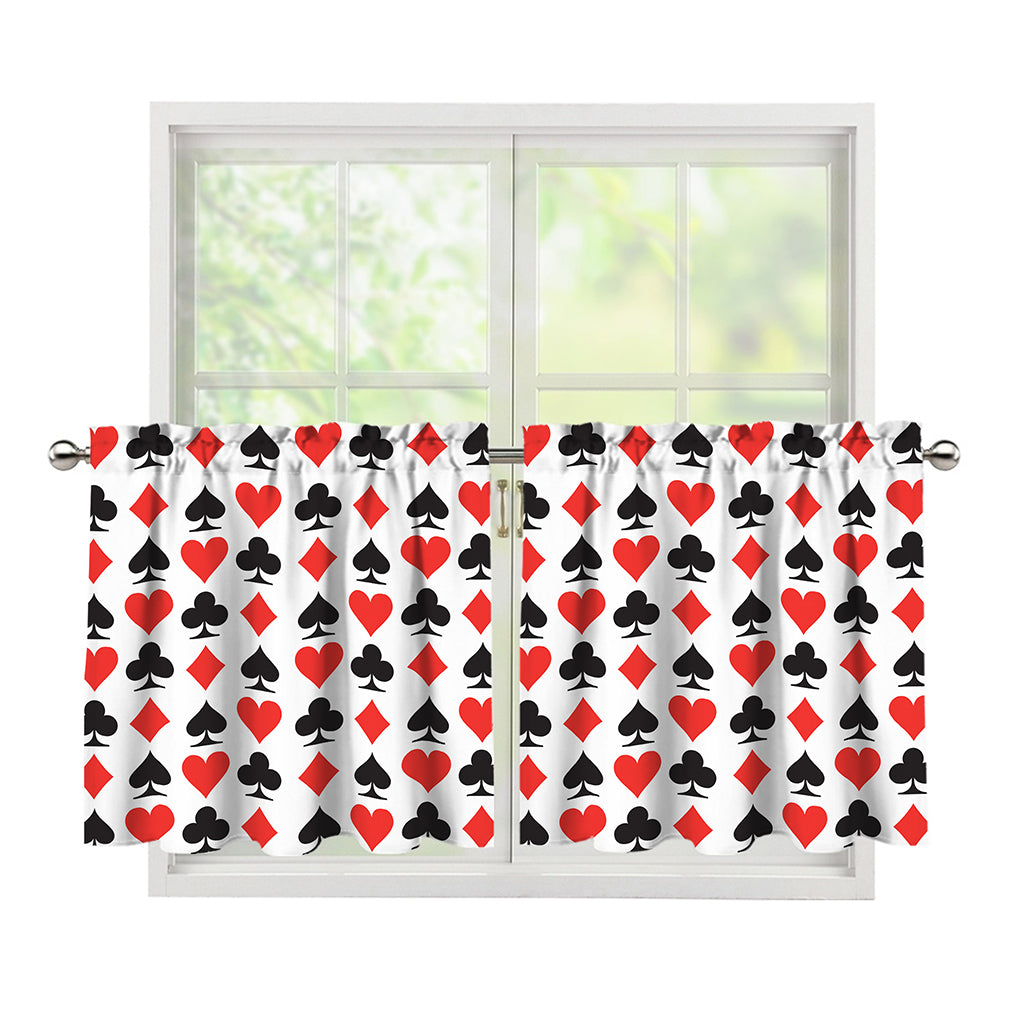 Playing Card Symbols Pattern Print Tier Curtains