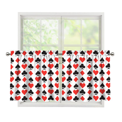 Playing Card Symbols Pattern Print Tier Curtains