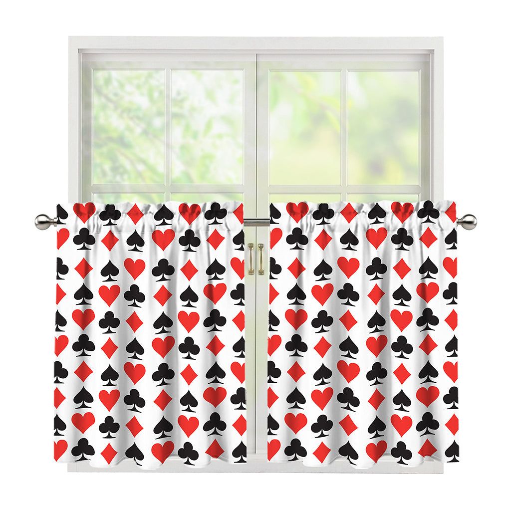 Playing Card Symbols Pattern Print Tier Curtains