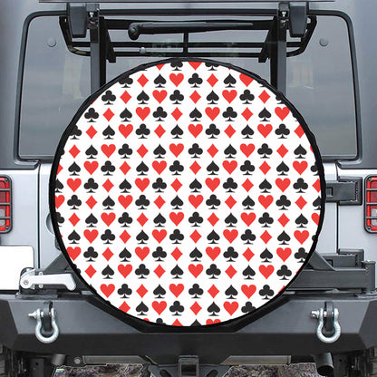 Playing Card Symbols Pattern Print Tire Cover