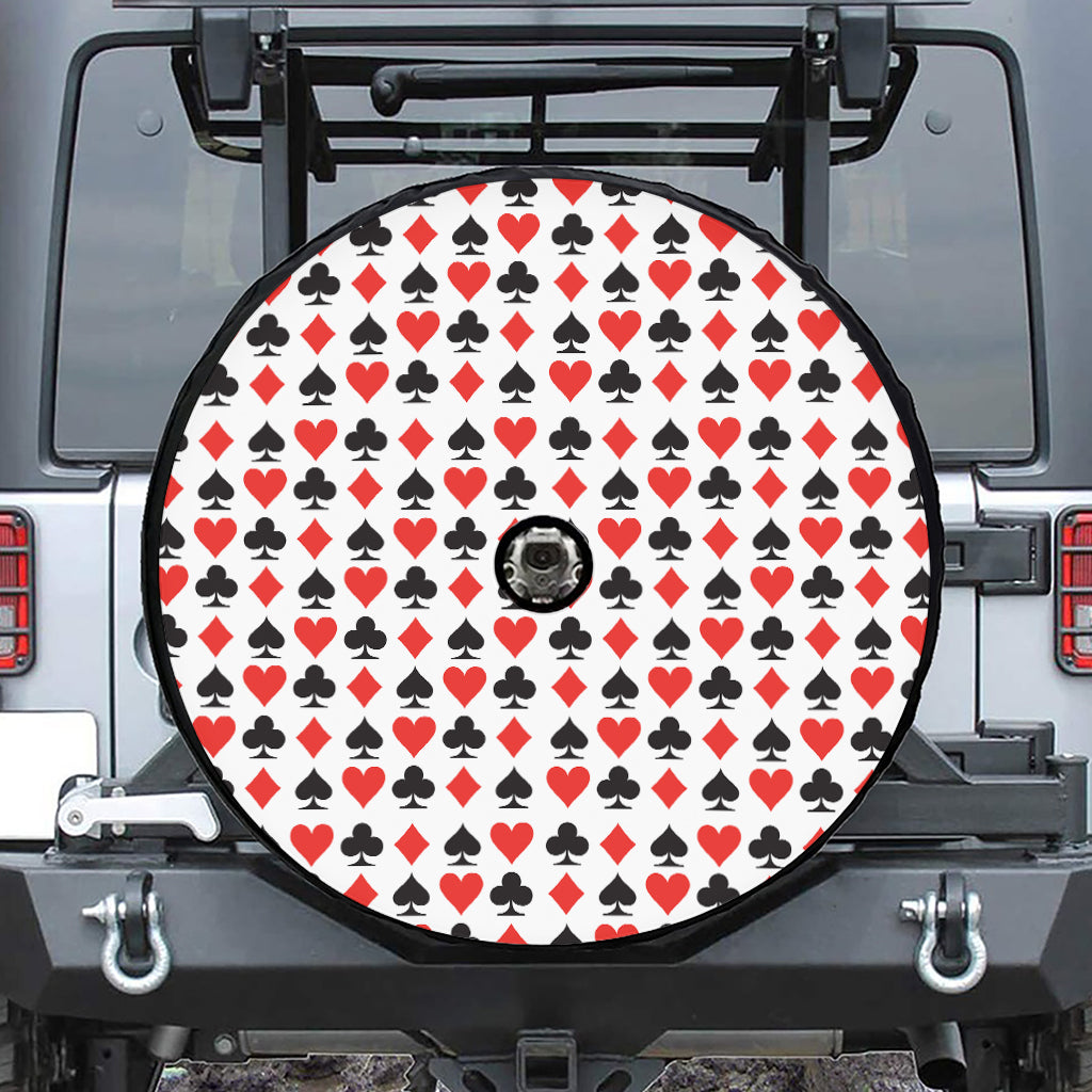 Playing Card Symbols Pattern Print Tire Cover With Camera Hole