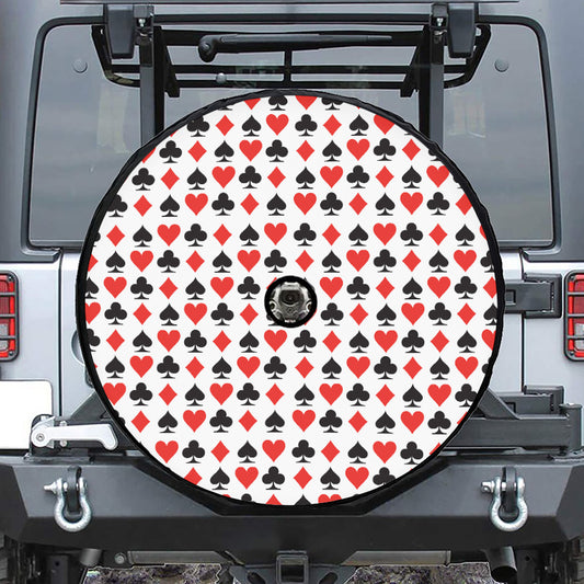 Playing Card Symbols Pattern Print Tire Cover With Camera Hole
