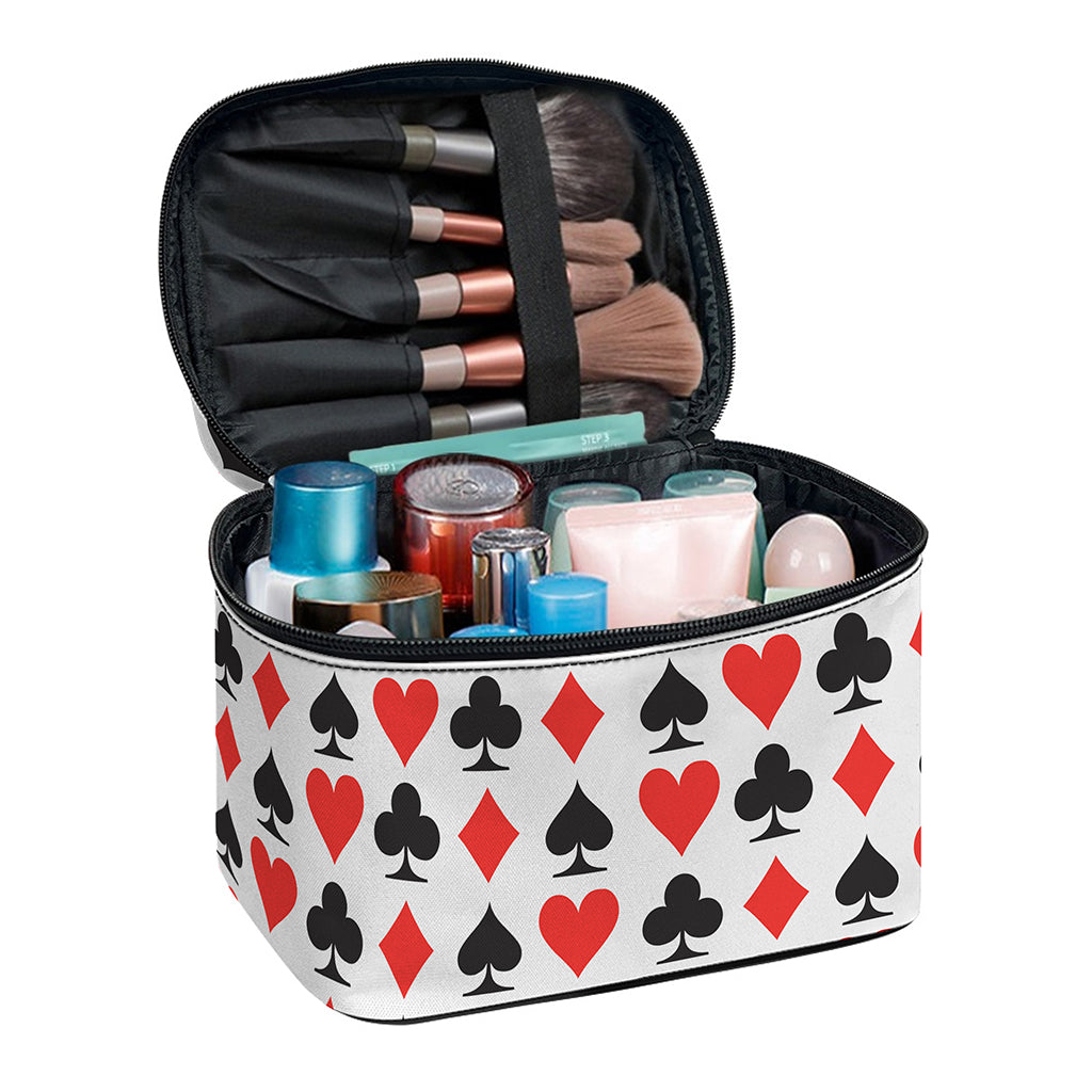 Playing Card Symbols Pattern Print Travel Makeup Bag