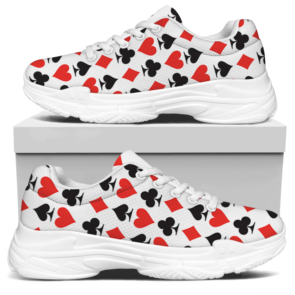 Playing Card Symbols Pattern Print White Chunky Shoes