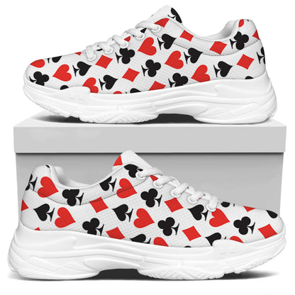 Playing Card Symbols Pattern Print White Chunky Shoes