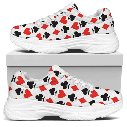 Playing Card Symbols Pattern Print White Chunky Shoes