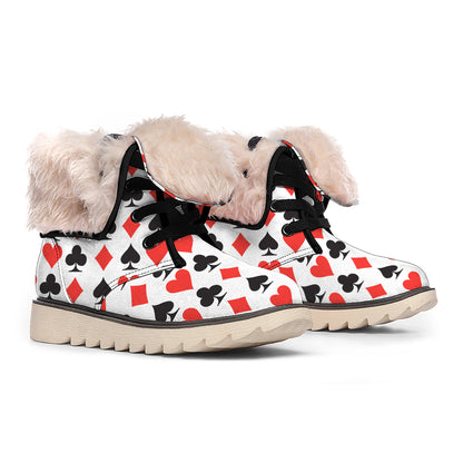 Playing Card Symbols Pattern Print Winter Boots