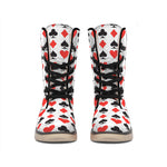 Playing Card Symbols Pattern Print Winter Boots