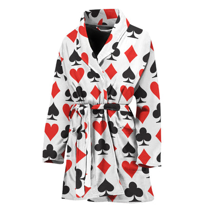 Playing Card Symbols Pattern Print Women's Bathrobe