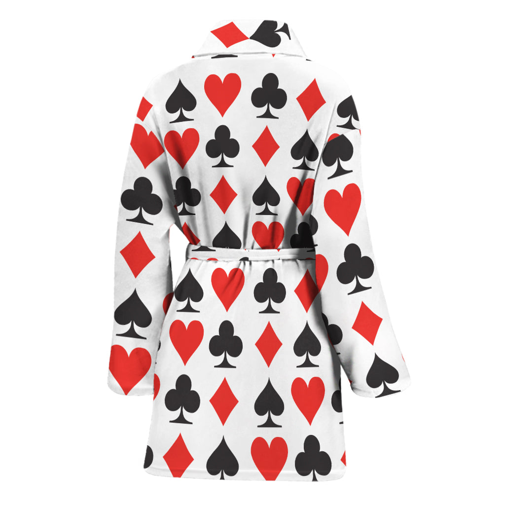 Playing Card Symbols Pattern Print Women's Bathrobe