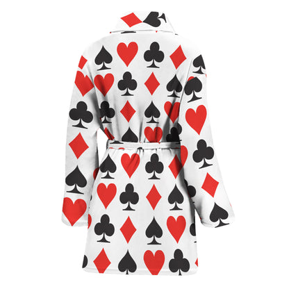 Playing Card Symbols Pattern Print Women's Bathrobe