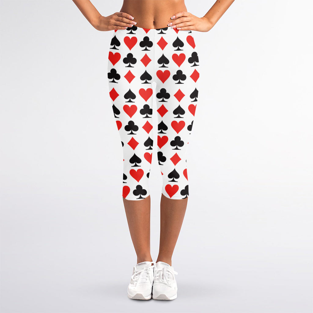 Playing Card Symbols Pattern Print Women's Capri Leggings