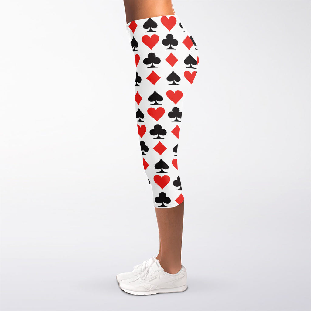 Playing Card Symbols Pattern Print Women's Capri Leggings
