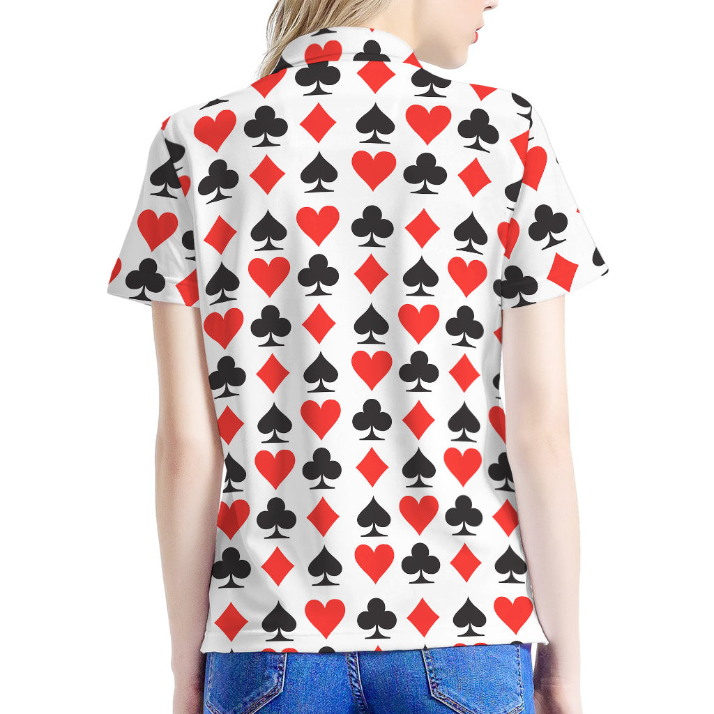 Playing Card Symbols Pattern Print Women's Polo Shirt