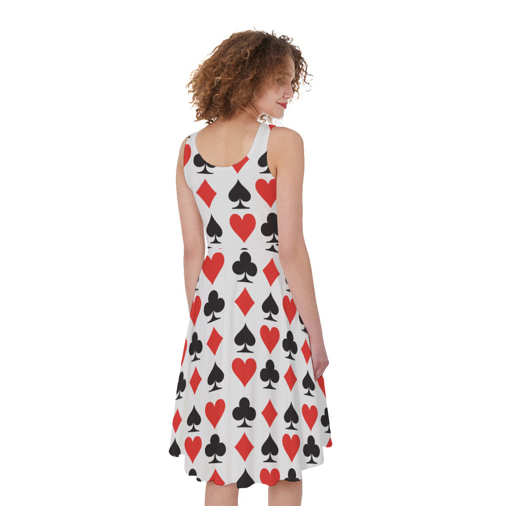 Playing Card Symbols Pattern Print Women's Sleeveless Dress