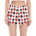 Playing Card Symbols Pattern Print Women's Split Running Shorts