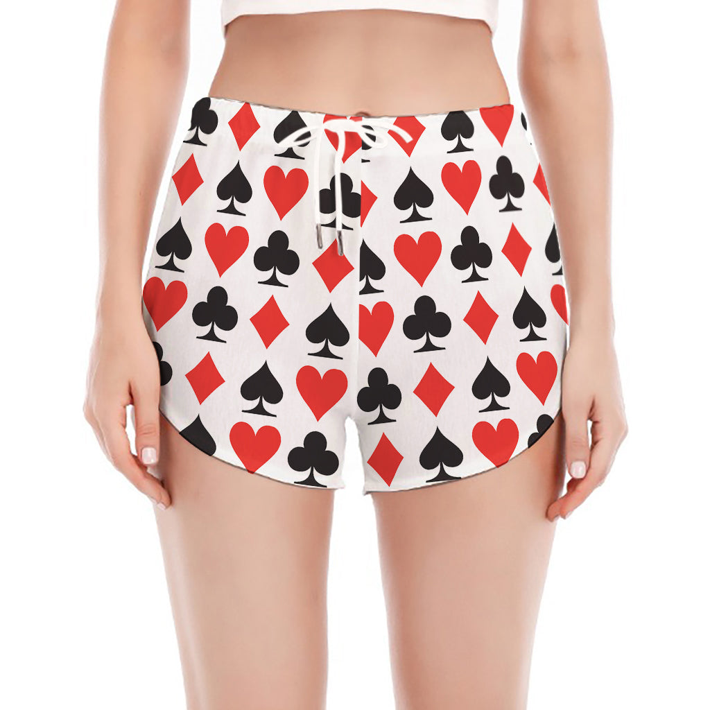 Playing Card Symbols Pattern Print Women's Split Running Shorts