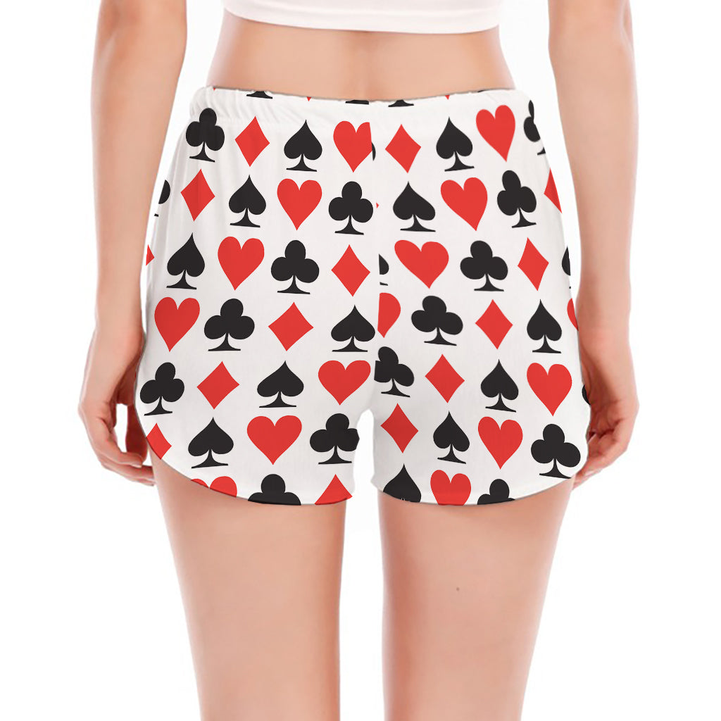 Playing Card Symbols Pattern Print Women's Split Running Shorts