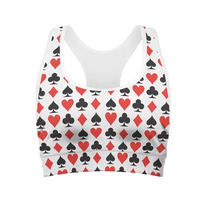 Playing Card Symbols Pattern Print Women's Sports Bra