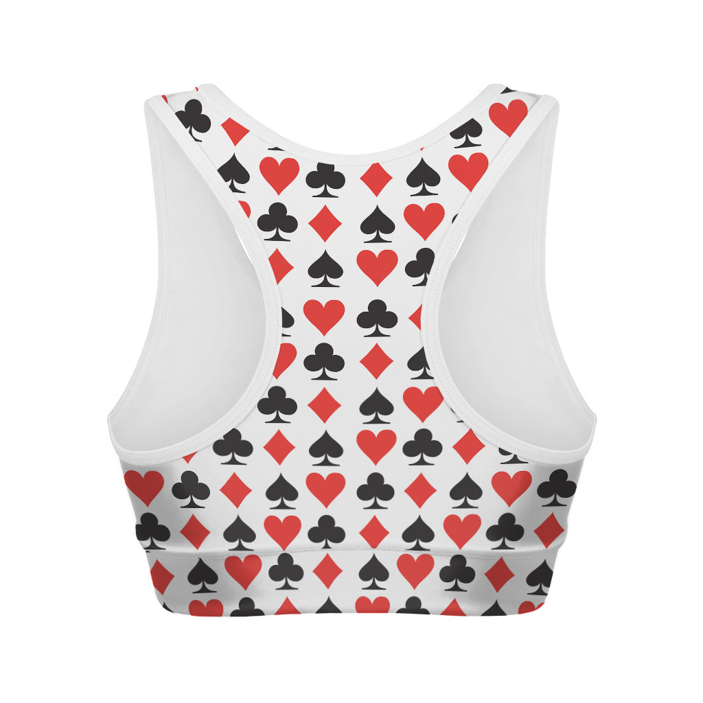 Playing Card Symbols Pattern Print Women's Sports Bra
