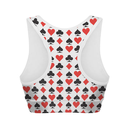 Playing Card Symbols Pattern Print Women's Sports Bra