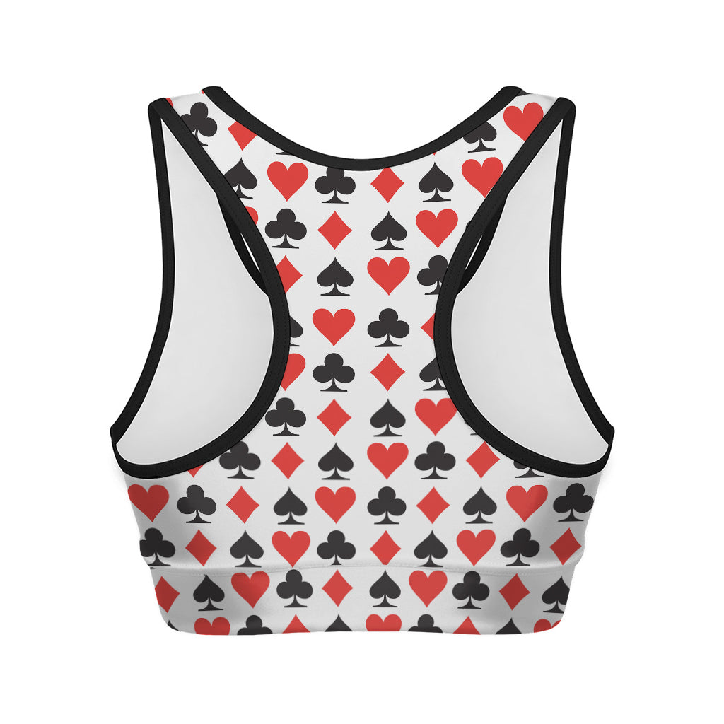 Playing Card Symbols Pattern Print Women's Sports Bra