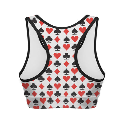 Playing Card Symbols Pattern Print Women's Sports Bra