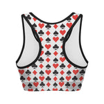 Playing Card Symbols Pattern Print Women's Sports Bra