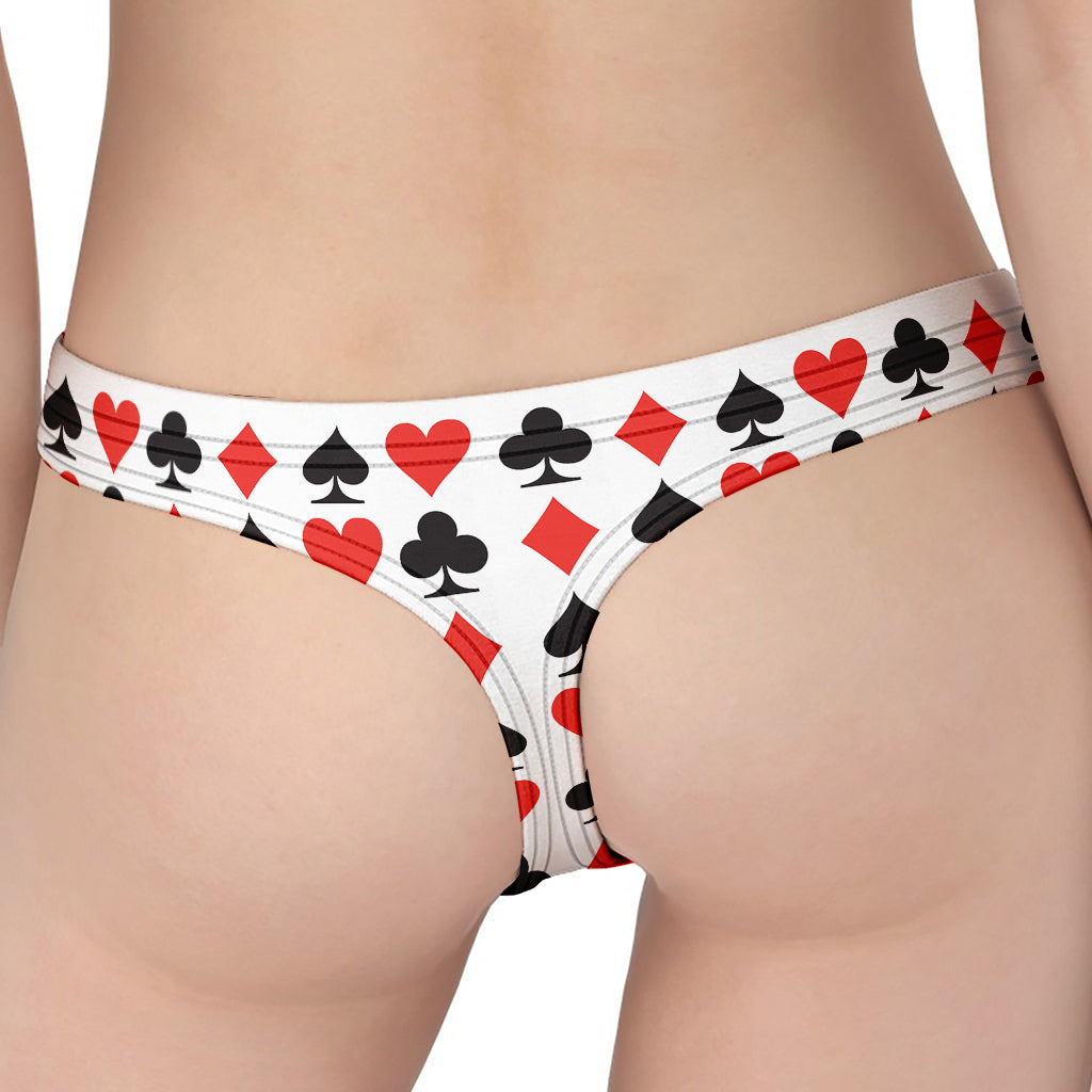 Playing Card Symbols Pattern Print Women's Thong