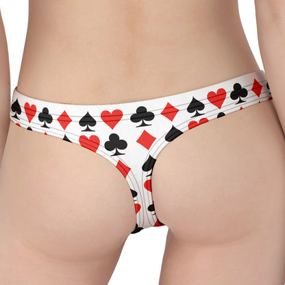 Playing Card Symbols Pattern Print Women's Thong