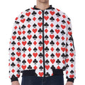 Playing Card Symbols Pattern Print Zip Sleeve Bomber Jacket