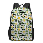Plumeria Flower Striped Pattern Print 17 Inch Backpack