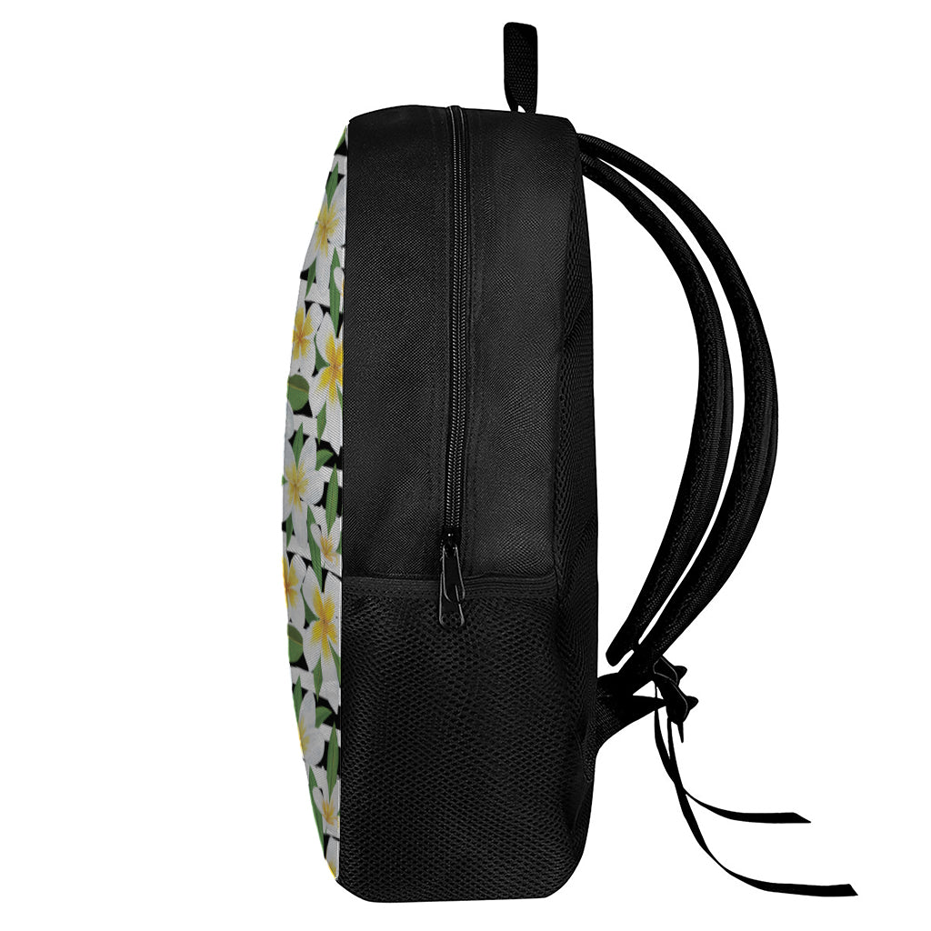 Plumeria Flower Striped Pattern Print 17 Inch Backpack