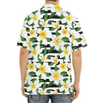Plumeria Flower Striped Pattern Print Aloha Shirt