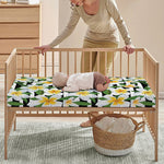 Plumeria Flower Striped Pattern Print Baby Crib Sheet