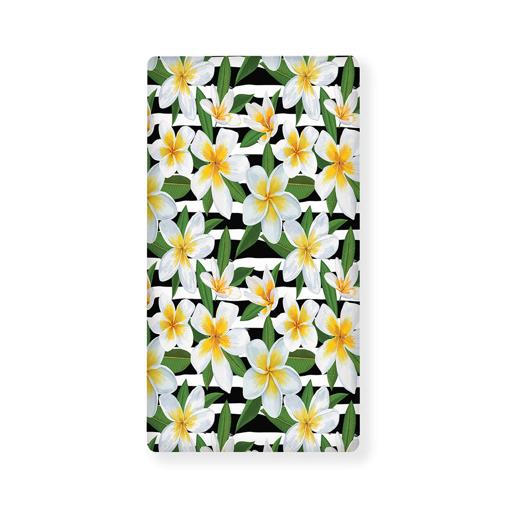 Plumeria Flower Striped Pattern Print Baby Crib Sheet