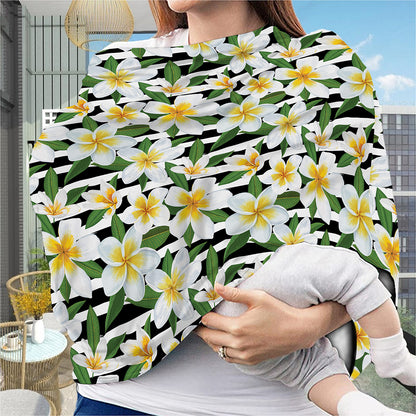 Plumeria Flower Striped Pattern Print Baby Seat Cover