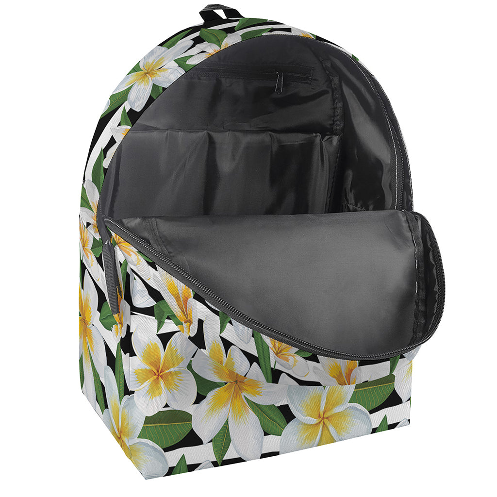 Plumeria Flower Striped Pattern Print Backpack