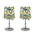 Plumeria Flower Striped Pattern Print Bar Stool Covers