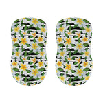Plumeria Flower Striped Pattern Print Bar Stool Covers