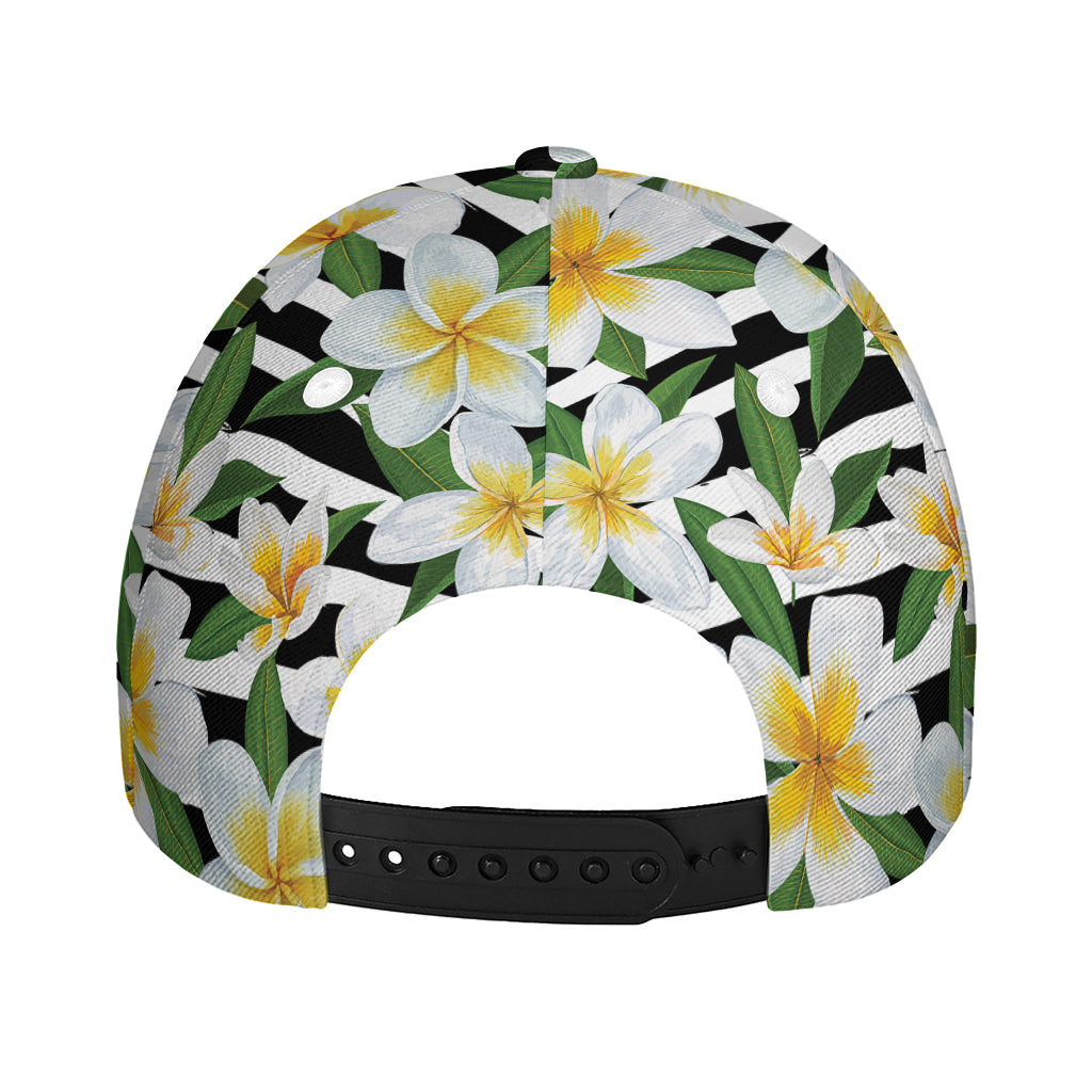 Plumeria Flower Striped Pattern Print Baseball Cap