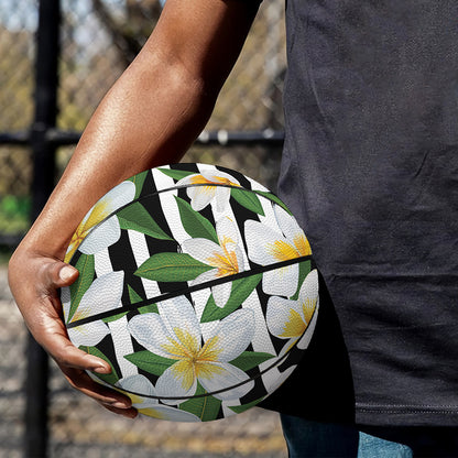 Plumeria Flower Striped Pattern Print Basketball