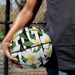 Plumeria Flower Striped Pattern Print Basketball
