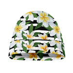 Plumeria Flower Striped Pattern Print Beanie