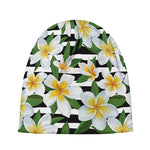 Plumeria Flower Striped Pattern Print Beanie