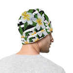 Plumeria Flower Striped Pattern Print Beanie