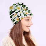 Plumeria Flower Striped Pattern Print Beanie