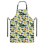 Plumeria Flower Striped Pattern Print Bib Apron With Pocket